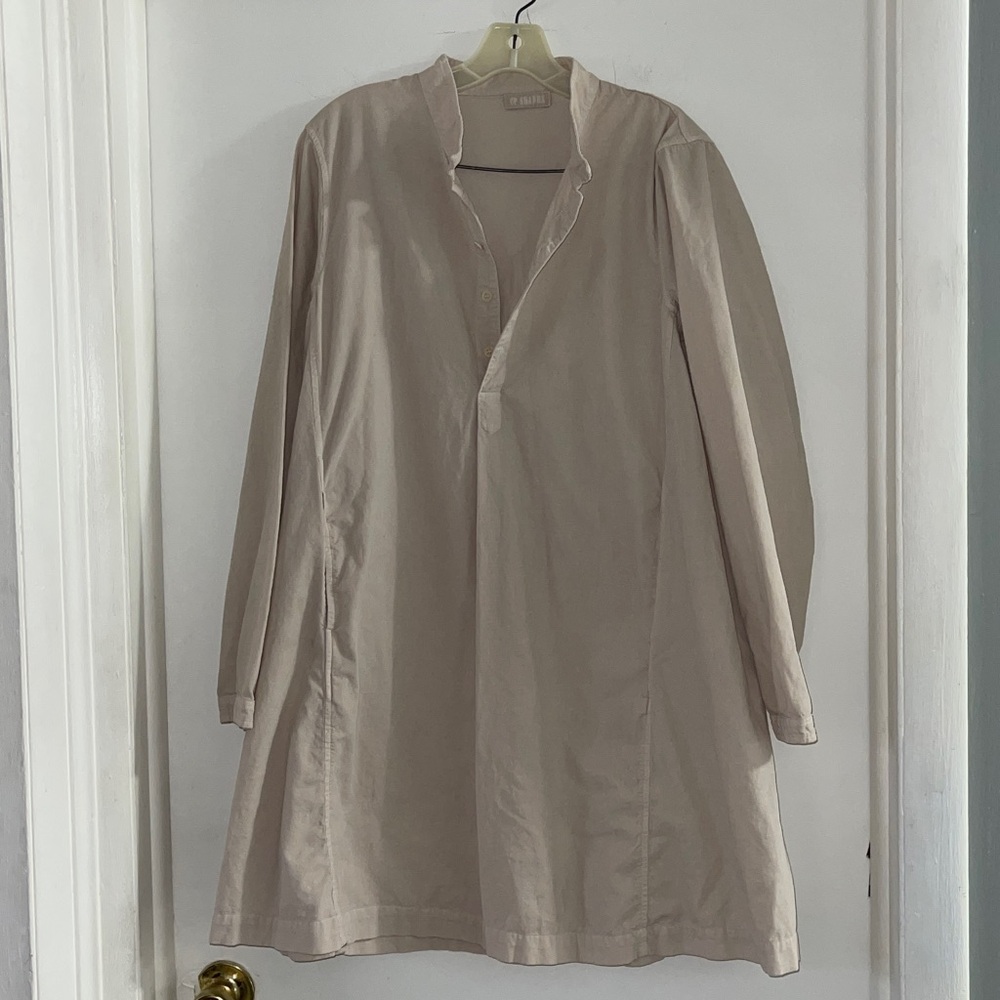 CP Shades Corduroy Tan Beige Khaki Dress Size small Pockets Mock Neck Buttons